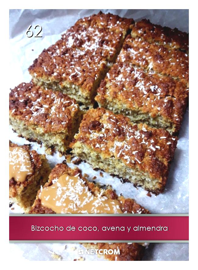 Bizcocho de coco, avena y almendra